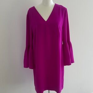 Banana Republic Fuchsia V-Neck Bell Sleeve Shift Dress